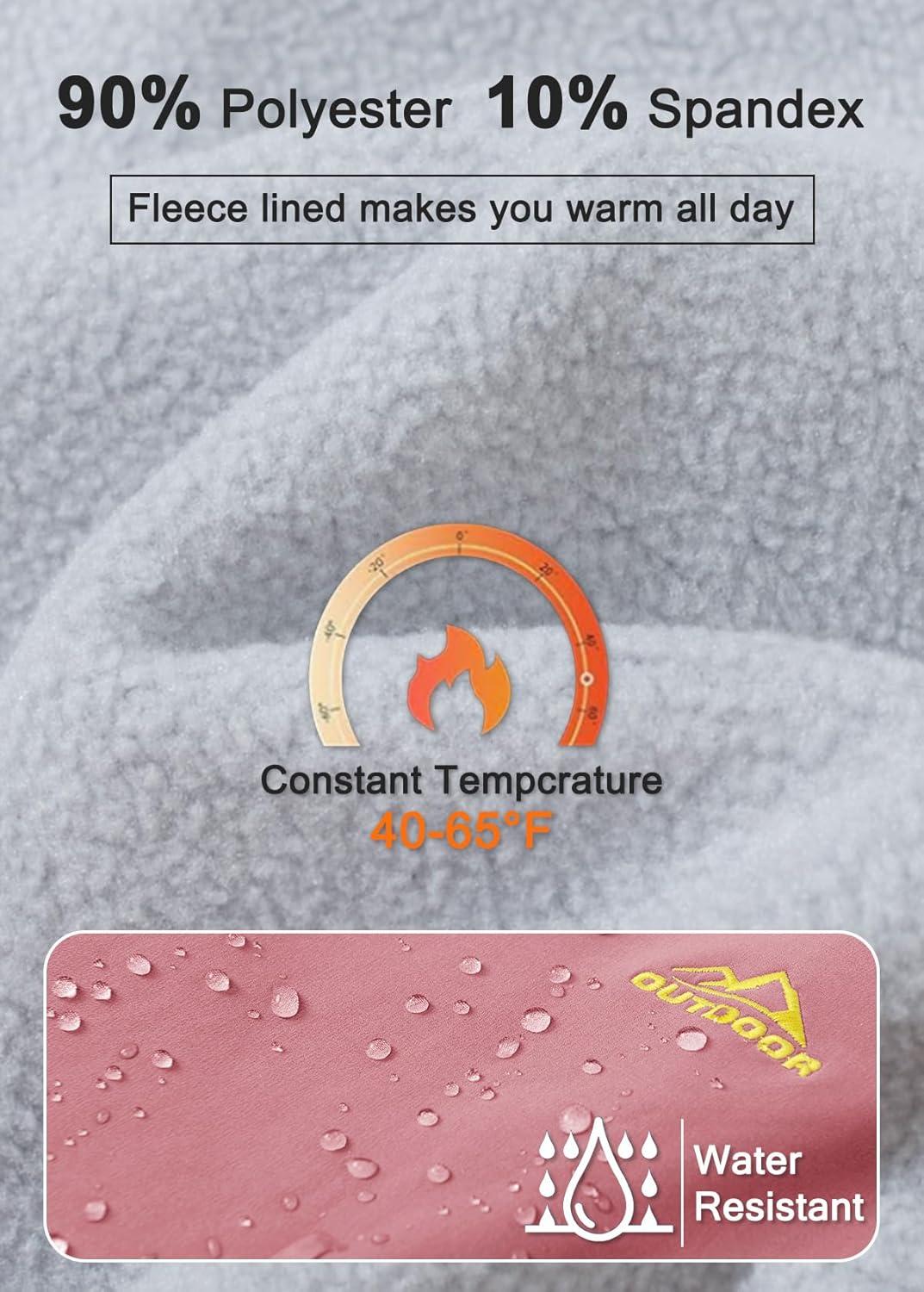 imageMAGCOMSEN Womens Fleece Lined Waterproof Insulated Snow Ski Pants Winter Warm Hiking Pants Outdoor SoftshellGrey Pink
