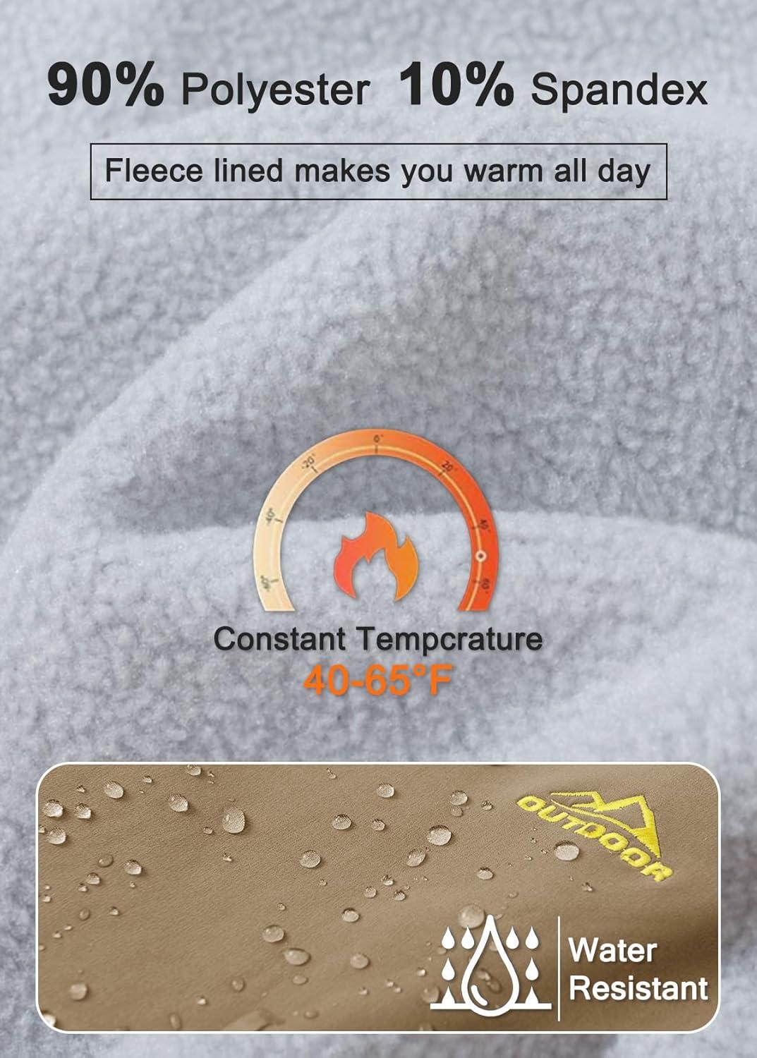 imageMAGCOMSEN Womens Fleece Lined Waterproof Insulated Snow Ski Pants Winter Warm Hiking Pants Outdoor SoftshellKhaki