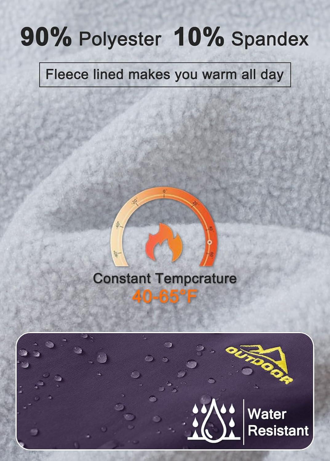 imageMAGCOMSEN Womens Fleece Lined Waterproof Insulated Snow Ski Pants Winter Warm Hiking Pants Outdoor SoftshellPurple