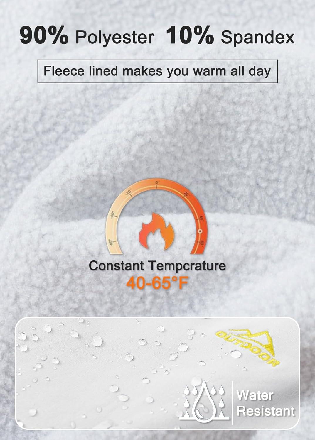 imageMAGCOMSEN Womens Fleece Lined Waterproof Insulated Snow Ski Pants Winter Warm Hiking Pants Outdoor SoftshellWhite