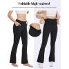 imageMAGCOMSEN Leggings for Women Flare Yoga Pants Foldover High Waisted Tummy Control Pants with Pockets CasualBlack