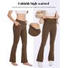imageMAGCOMSEN Leggings for Women Flare Yoga Pants Foldover High Waisted Tummy Control Pants with Pockets CasualDark Brown