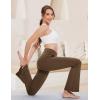 imageMAGCOMSEN Leggings for Women Flare Yoga Pants Foldover High Waisted Tummy Control Pants with Pockets CasualDark Brown