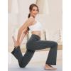 imageMAGCOMSEN Leggings for Women Flare Yoga Pants Foldover High Waisted Tummy Control Pants with Pockets CasualDark Grey