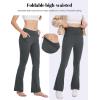 imageMAGCOMSEN Leggings for Women Flare Yoga Pants Foldover High Waisted Tummy Control Pants with Pockets CasualDark Grey