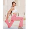 imageMAGCOMSEN Leggings for Women Flare Yoga Pants Foldover High Waisted Tummy Control Pants with Pockets CasualGray Pink
