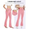 imageMAGCOMSEN Leggings for Women Flare Yoga Pants Foldover High Waisted Tummy Control Pants with Pockets CasualGray Pink