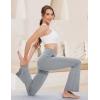 imageMAGCOMSEN Leggings for Women Flare Yoga Pants Foldover High Waisted Tummy Control Pants with Pockets CasualLight Gray