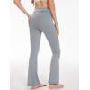 imageMAGCOMSEN Leggings for Women Flare Yoga Pants Foldover High Waisted Tummy Control Pants with Pockets CasualLight Gray