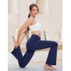 imageMAGCOMSEN Leggings for Women Flare Yoga Pants Foldover High Waisted Tummy Control Pants with Pockets CasualNavy