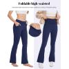imageMAGCOMSEN Leggings for Women Flare Yoga Pants Foldover High Waisted Tummy Control Pants with Pockets CasualNavy