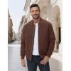 imageMAGCOMSEN Mens Bomber Jacket Casual Windproof Quilted Jacket Full Zip Windbreaker Winter Warm Varsity Jacket with PocketsCoffee