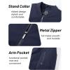 imageMAGCOMSEN Mens Bomber Jacket Casual Windproof Quilted Jacket Full Zip Windbreaker Winter Warm Varsity Jacket with PocketsNavy