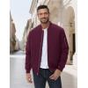 imageMAGCOMSEN Mens Bomber Jacket Casual Windproof Quilted Jacket Full Zip Windbreaker Winter Warm Varsity Jacket with PocketsWine Red
