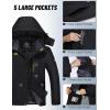imageMAGCOMSEN Mens Winter Jacket Ski Snow Waterproof Fleece Coats Snowboard Warm Parka Raincoats with Hood 5 PocketsBlack