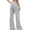 imageMAGCOMSEN Womens Fleece Lined Sweatpants Wide Leg Warm Winter Cotton High Waisted Lounge Straight Leg Pants PocketsLight Grey