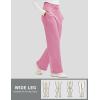 imageMAGCOMSEN Womens Fleece Lined Sweatpants Wide Leg Warm Winter Cotton High Waisted Lounge Straight Leg Pants PocketsPink