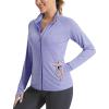 imageMAGCOMSEN Womens UPF 50 Athletic Jackets Full Zip Lightweight Workout Jacket SPF Sun Protection Shirts Hiking RunningLtpurple