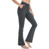 imageMAGCOMSEN Leggings for Women Flare Yoga Pants Foldover High Waisted Tummy Control Pants with Pockets CasualDark Grey