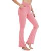 imageMAGCOMSEN Leggings for Women Flare Yoga Pants Foldover High Waisted Tummy Control Pants with Pockets CasualGray Pink