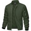 imageMAGCOMSEN Mens Bomber Jacket Casual Windproof Quilted Jacket Full Zip Windbreaker Winter Warm Varsity Jacket with PocketsArmy Green