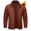 imageMAGCOMSEN Mens Fleece Jacket Lightweight Full Zip Jackets Casual Soft Warm Winter Coats Zip Up Sweater with PocketsBrick Red Heather