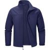 imageMAGCOMSEN Mens Lightweight Softshell Jacket Fleece Lined Tactical Waterproof Windbreaker Rain Jacket for Outdoor HikingNavy