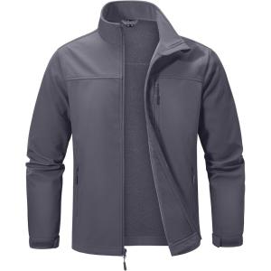 imageMAGCOMSEN Mens Lightweight Softshell Jacket Fleece Lined Tactical Waterproof Windbreaker Rain Jacket for Outdoor HikingDark Grey