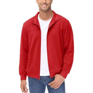 imageMAGCOMSEN Mens Track Jackets Lightweight FullZip Casual Coat Workout Running Athletic Active Jacket With PocketsTomato Red