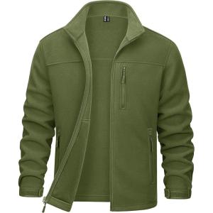 imageMAGCOMSEN Mens Winter Zip Up Polar Fleece Jacket Athletic Tactical Hiking Outdoor Jackets with 3 PocketsArmy Green