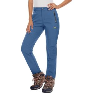 imageMAGCOMSEN Womens Fleece Lined Waterproof Insulated Snow Ski Pants Winter Warm Hiking Pants Outdoor SoftshellBlue