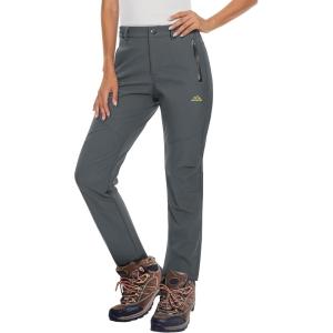 imageMAGCOMSEN Womens Fleece Lined Waterproof Insulated Snow Ski Pants Winter Warm Hiking Pants Outdoor SoftshellDark Grey