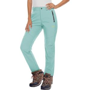 imageMAGCOMSEN Womens Fleece Lined Waterproof Insulated Snow Ski Pants Winter Warm Hiking Pants Outdoor SoftshellLight Lake Blue