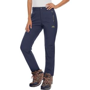 imageMAGCOMSEN Womens Fleece Lined Waterproof Insulated Snow Ski Pants Winter Warm Hiking Pants Outdoor SoftshellNavy