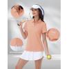 imageMAGCOMSEN Womens Golf Shirts Short Sleeve Polo Collared Tennis Shirt V Neck Quick Dry Sun Protection UPF 50Apricot