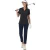 imageMAGCOMSEN Womens Golf Shirts Short Sleeve Polo Collared Tennis Shirt V Neck Quick Dry Sun Protection UPF 50Black