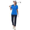 imageMAGCOMSEN Womens Golf Shirts Short Sleeve Polo Collared Tennis Shirt V Neck Quick Dry Sun Protection UPF 50Blue Green