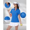 imageMAGCOMSEN Womens Golf Shirts Short Sleeve Polo Collared Tennis Shirt V Neck Quick Dry Sun Protection UPF 50Blue Green