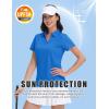 imageMAGCOMSEN Womens Golf Shirts Short Sleeve Polo Collared Tennis Shirt V Neck Quick Dry Sun Protection UPF 50Blue Green