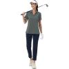 imageMAGCOMSEN Womens Golf Shirts Short Sleeve Polo Collared Tennis Shirt V Neck Quick Dry Sun Protection UPF 50Dark Grey