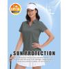 imageMAGCOMSEN Womens Golf Shirts Short Sleeve Polo Collared Tennis Shirt V Neck Quick Dry Sun Protection UPF 50Dark Grey
