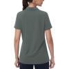 imageMAGCOMSEN Womens Golf Shirts Short Sleeve Polo Collared Tennis Shirt V Neck Quick Dry Sun Protection UPF 50Dark Grey