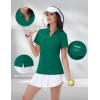 imageMAGCOMSEN Womens Golf Shirts Short Sleeve Polo Collared Tennis Shirt V Neck Quick Dry Sun Protection UPF 50Emerald Green
