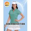 imageMAGCOMSEN Womens Golf Shirts Short Sleeve Polo Collared Tennis Shirt V Neck Quick Dry Sun Protection UPF 50Grey Green