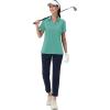 imageMAGCOMSEN Womens Golf Shirts Short Sleeve Polo Collared Tennis Shirt V Neck Quick Dry Sun Protection UPF 50Grey Green