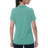 imageMAGCOMSEN Womens Golf Shirts Short Sleeve Polo Collared Tennis Shirt V Neck Quick Dry Sun Protection UPF 50Grey Green