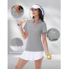imageMAGCOMSEN Womens Golf Shirts Short Sleeve Polo Collared Tennis Shirt V Neck Quick Dry Sun Protection UPF 50Light Grey