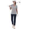 imageMAGCOMSEN Womens Golf Shirts Short Sleeve Polo Collared Tennis Shirt V Neck Quick Dry Sun Protection UPF 50Light Grey