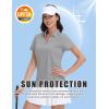 imageMAGCOMSEN Womens Golf Shirts Short Sleeve Polo Collared Tennis Shirt V Neck Quick Dry Sun Protection UPF 50Light Grey