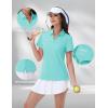 imageMAGCOMSEN Womens Golf Shirts Short Sleeve Polo Collared Tennis Shirt V Neck Quick Dry Sun Protection UPF 50Light Lake Blue